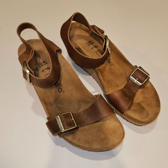 NWOT Papillio by Birkenstock Soley Wedge Leather Sandals, Size 41 - Picture 5 of 9